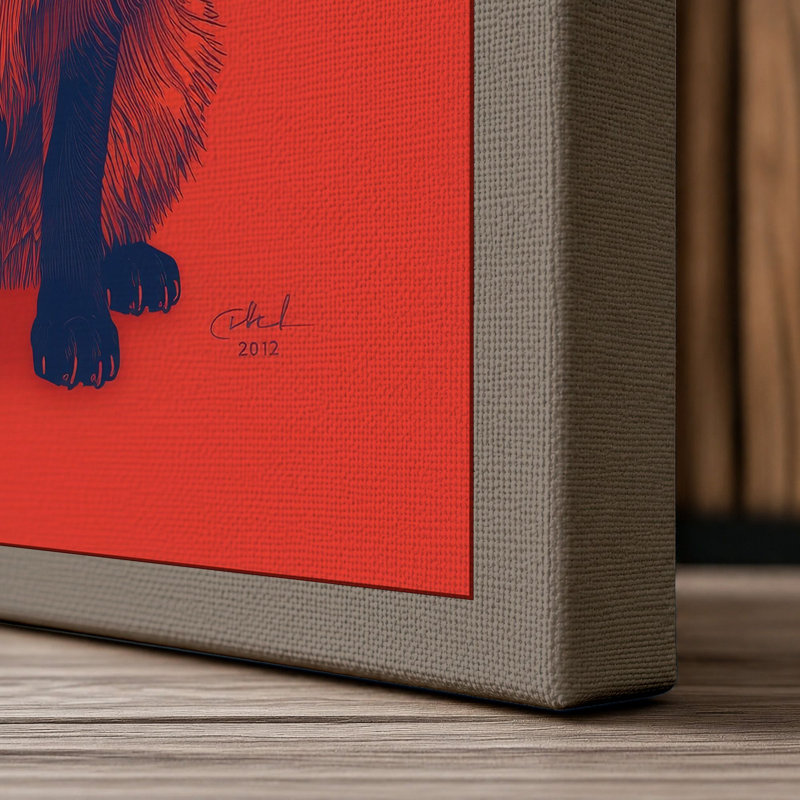 Confrontal Fox Modern - Wrapped Canvas, 36x24 - 91.4 x 61.0 cm, Taupe Border