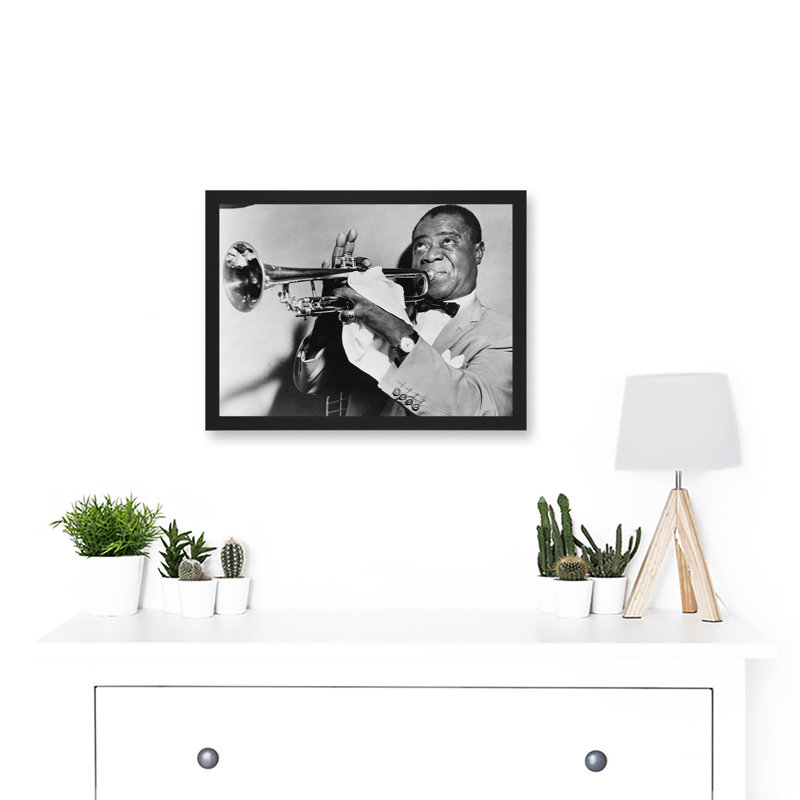 Photo Music Jazz Louis Armstrong Playing Trumpet 1 Piece Single Picture Frame Wall Art