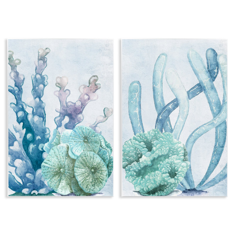 Ensemble de 2 plaques murales Coral Days Ocean Pastels, design par Kim Allen, H 15 po x l 20 po