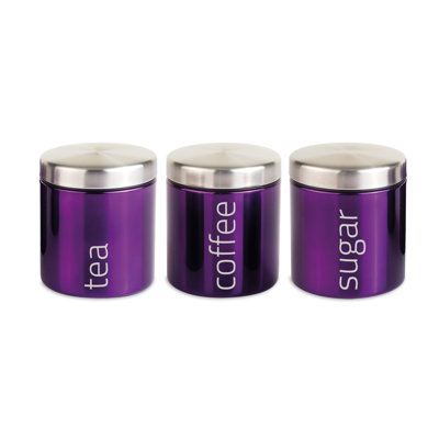 SQ Professional Gem 3 Piece Stainless Steel Coffee, Tea, & Sugar Jar Set