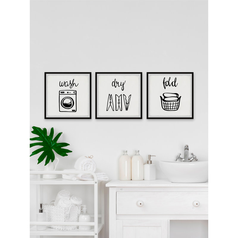 " Do The Laundry " by Marmont Hill 3 - Pieces, 24" H x 24" W