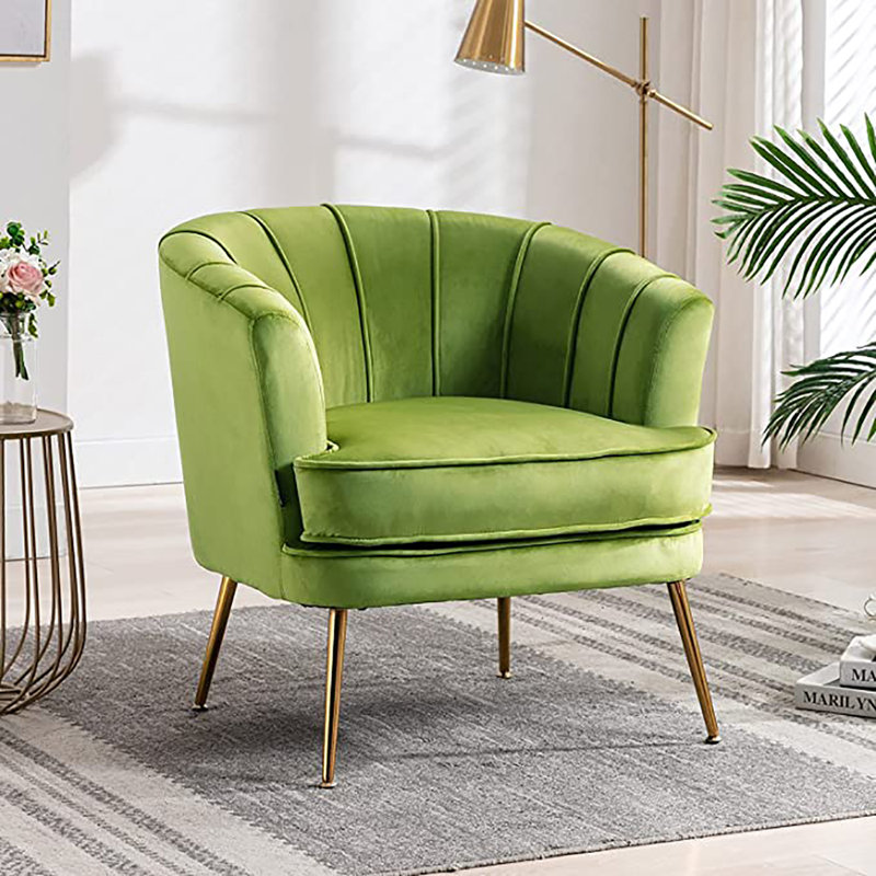Latulip Velvet Armchair, Grass Green Velvet