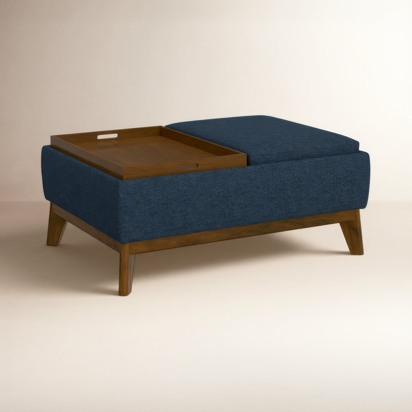 Rudi 38" Ottoman, Denim Blue