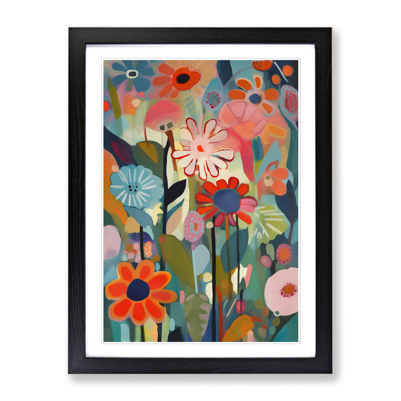 Mixed Flowers Vol.5 - Picture Frame Print, 34cm H x 25cm W x 2cm D, Walnut