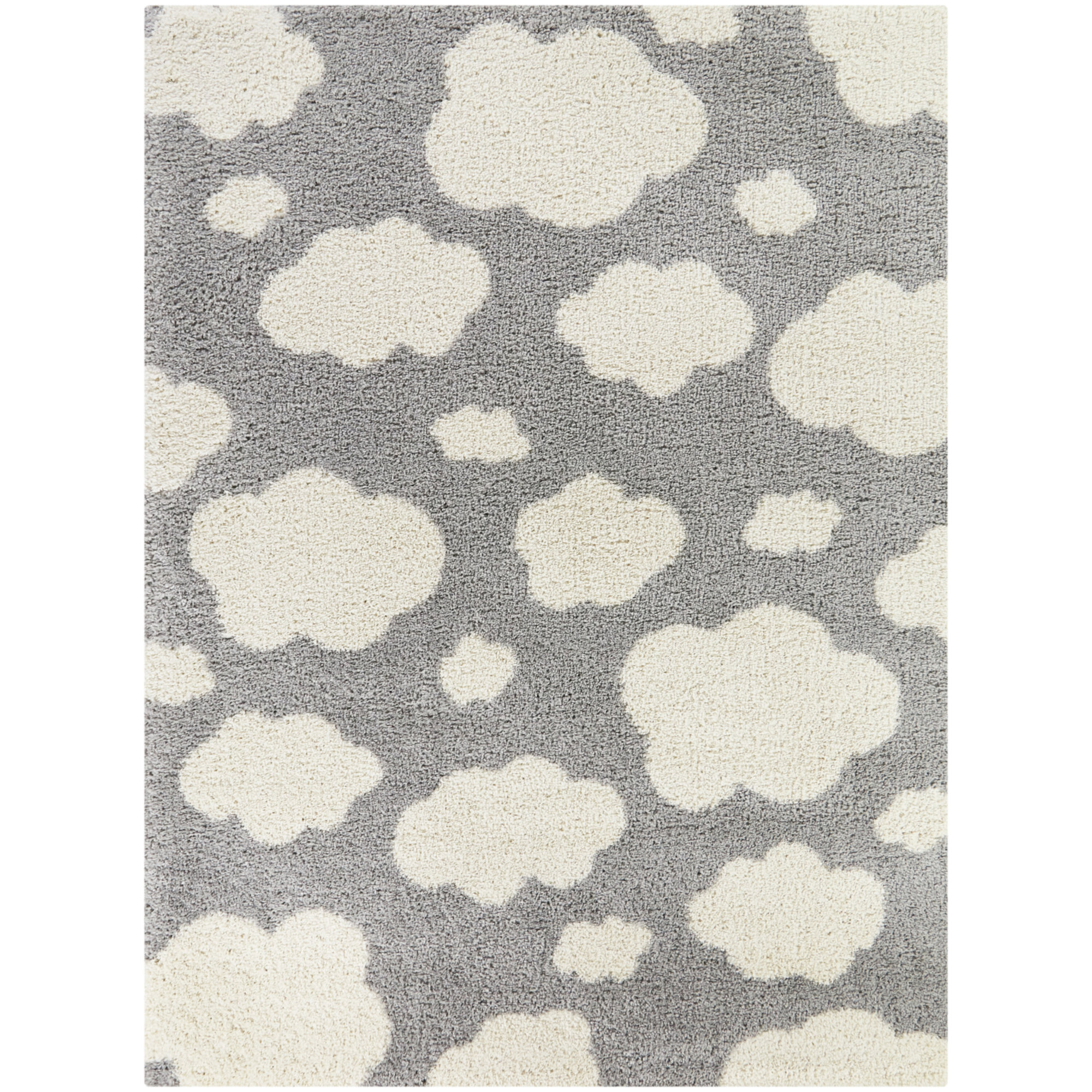 Primland Cloud Shag Area Rug, Rectangle 5'3" x 7', Light Gray