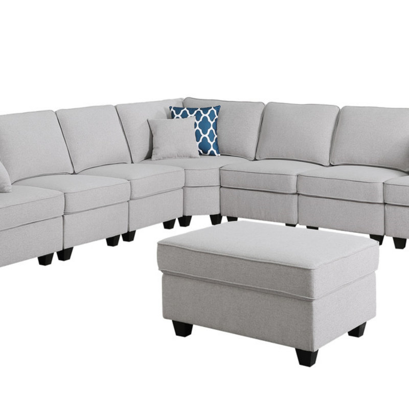 Canapé modulaire en L avec repose-pieds 8 pièces Linen