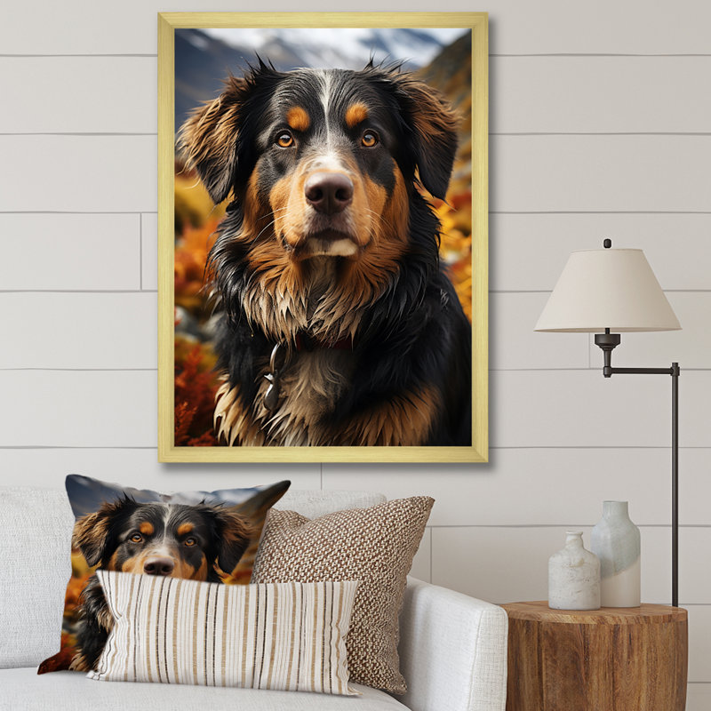 Bernese Mountain Majesty III, H 40 po x l 30 po x P 1,5 po, Cadre doré simple
