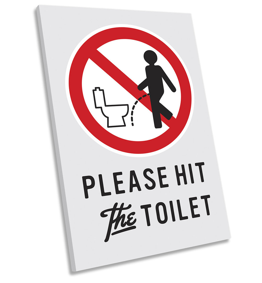 Funny Toilet Sign Bathroom Picture - Wrapped Canvas Art Prints