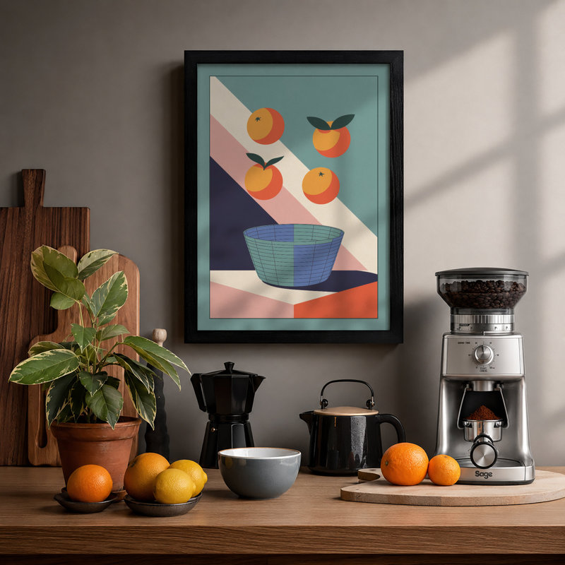 Citrus Still Life Modern - Framed Print, Black, A4 - 29.7 x 21.0 cm