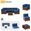 Ensemble de conversation modulaire d'extérieur en osier 7 pièces avec table de foyer d'extérieur Treyshun-554934442-574035239