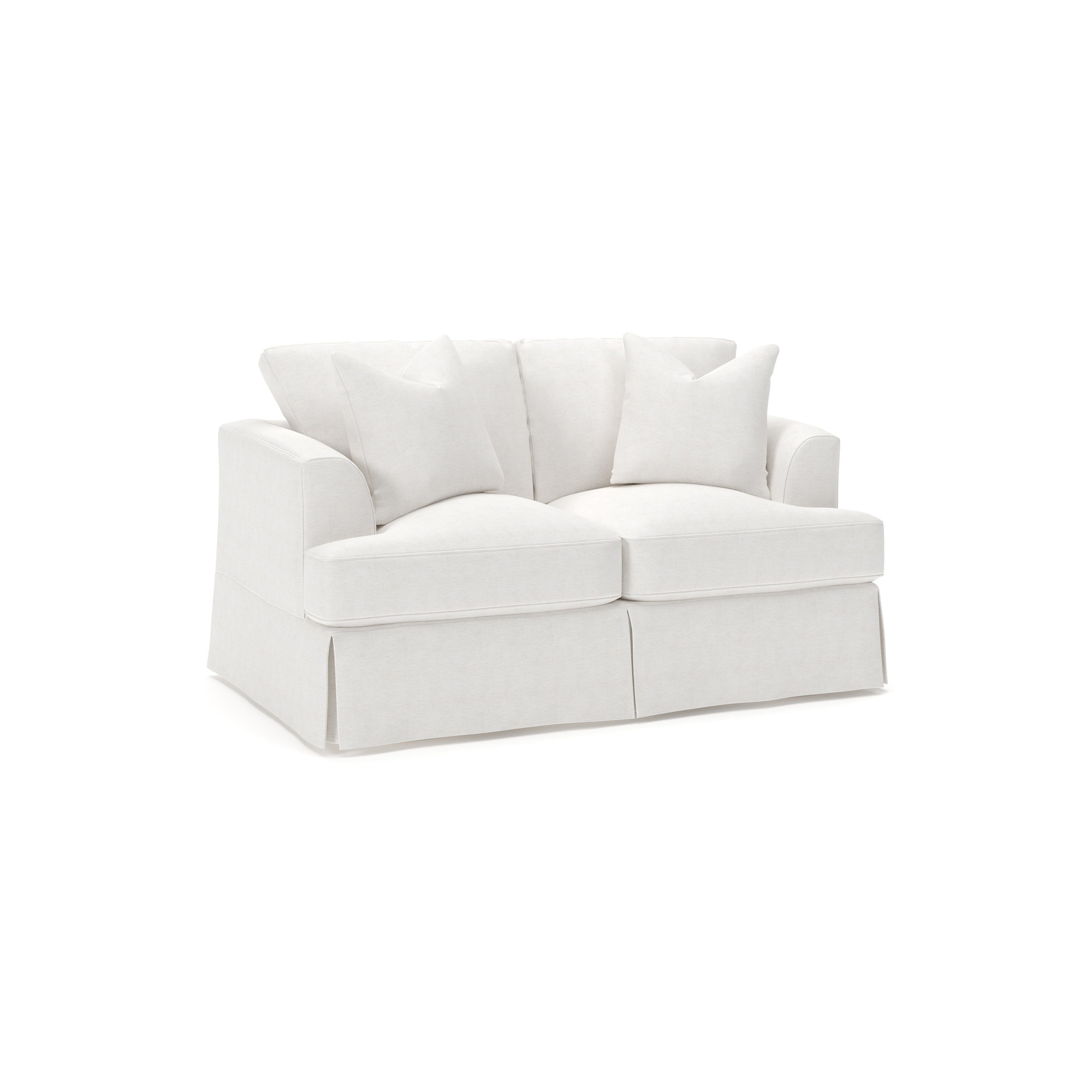 Lucia 65.5" Recessed Arm Slipcovered Loveseat, Nomad Snow Crypton® Chenille