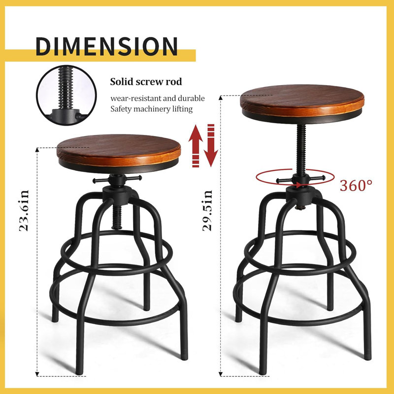 Tabouret de bar pivotant, Tabouret de bar (siège d'une hauteur de 29,5 po), Noyer, 4