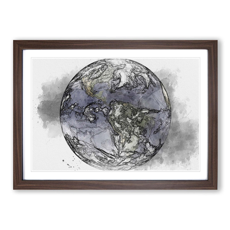 Image of Earth in Abstract - Picture Frame Graphic Art Print, Walnut, 35cm H x 50cm W x 2cm D