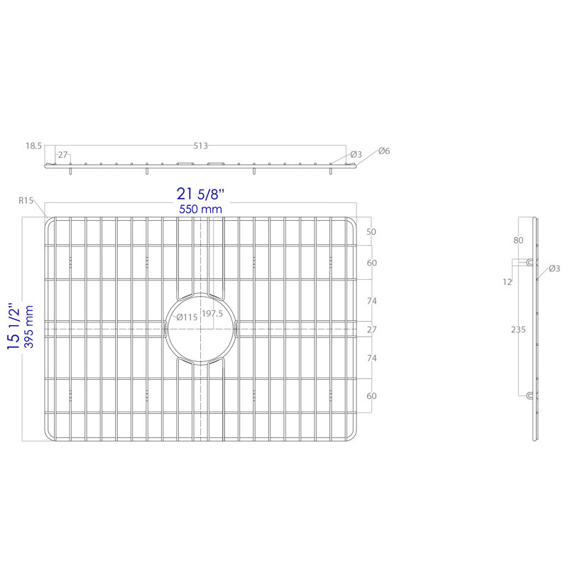 Stainless Steel Kitchen Sink Grid with Plastic Feet