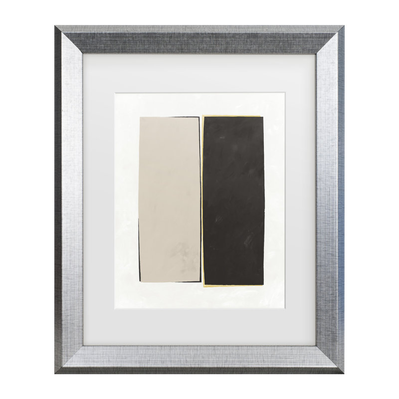 Œuvre encadrée sur un cadre neutre, noir, H 17,5 po x l 14,5 po