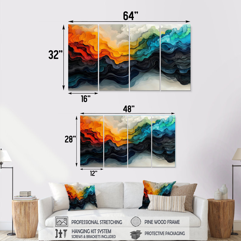 «Minimalist Ethereal Abstract t Marble Ocean III» - art mural éthéré - art mural moderne sur toile, H 32 po x l 64 po, 4