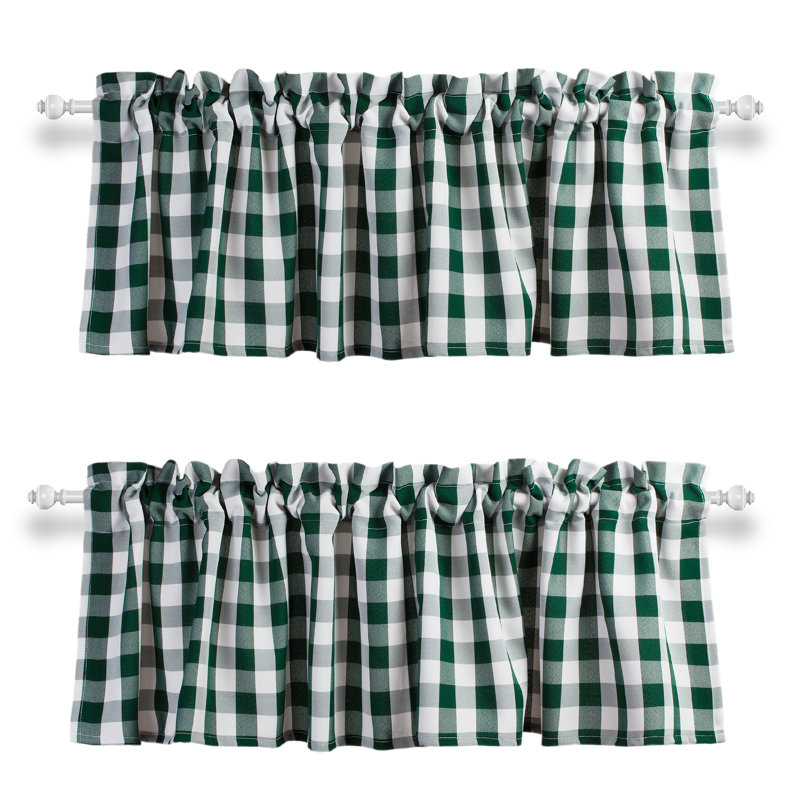 Rashara Plaid Tailored Window Valance, Green/White, 56" W x 14" L