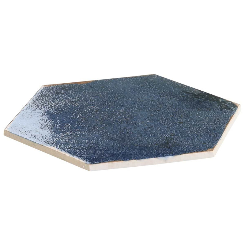 Kalay 9" Hexagon Polished Porcelain Tile, Blue