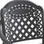Ensemble de 6 chaises de jardin en aluminium moulé, structure noire et coussins rouges, design traditionnel avec motifs de pétales, revêtement haute température, assise large et épaisse confortable, empilables.