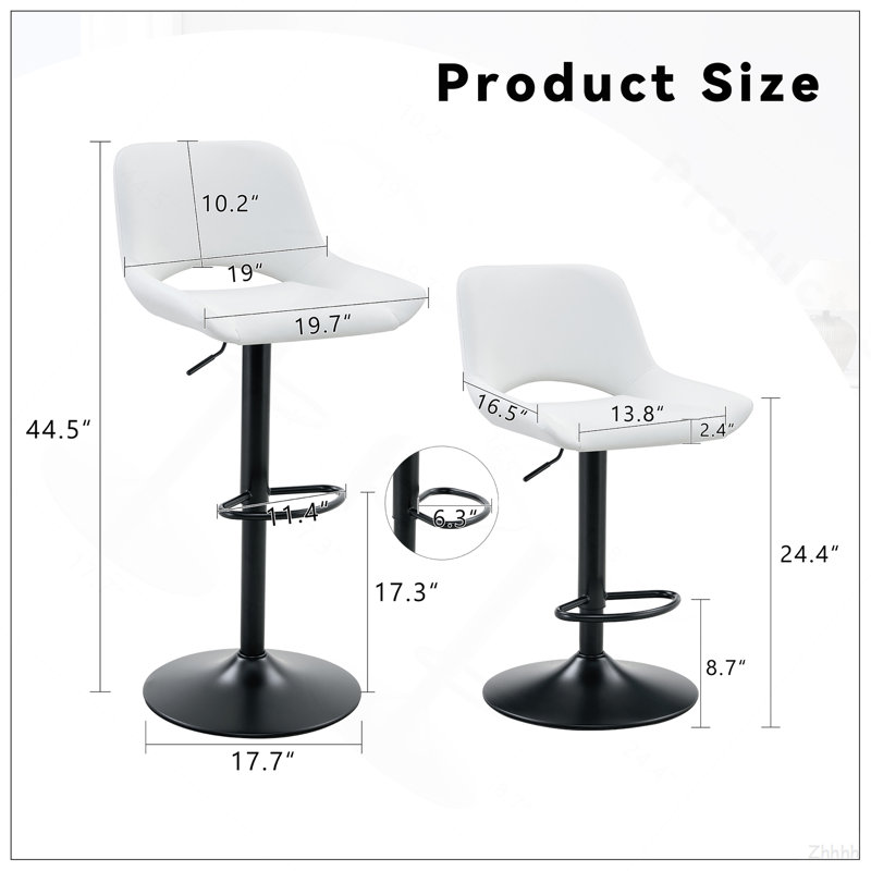 Ensemble de 2 tabourets de bar réglables Modern Modern, White