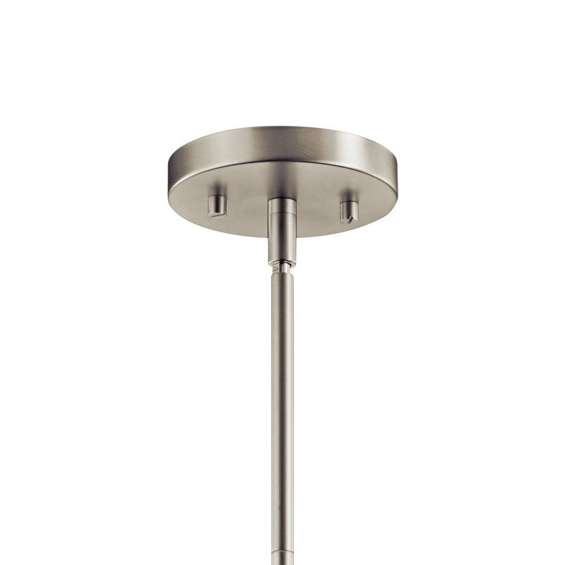Suspension Crosby à une lumière en nickel brossé avec abat-jour en verre transparent, Nickel brossé