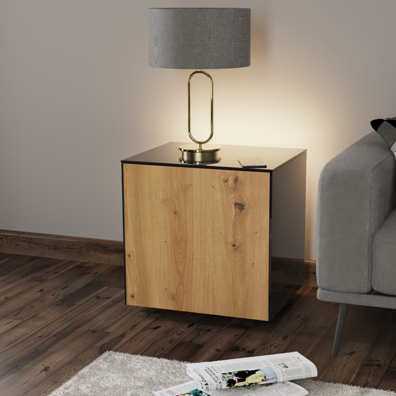 INTEL Side / lamp Table, Black/Oak