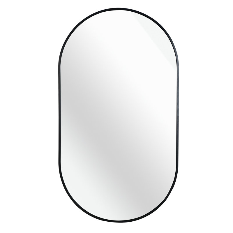 20 X 33 Inch Metal Oval  Mirror (Includes Mirror Only), Black, 20" x 33"