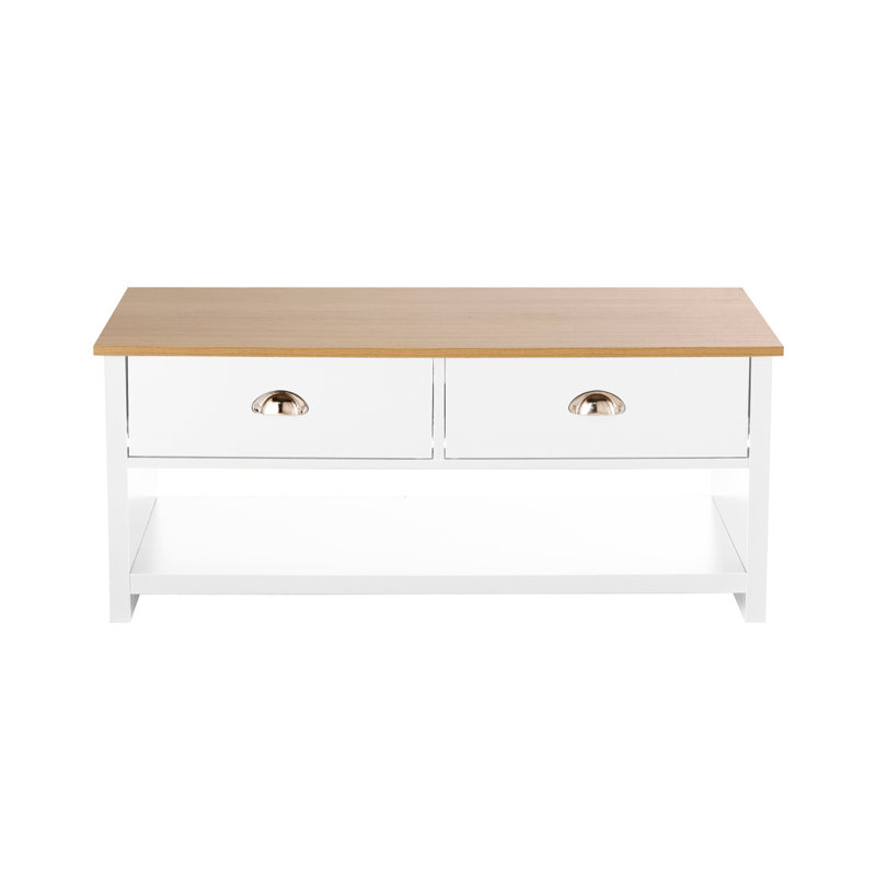 Icilio Four Leg Coffee Table with Storage, White