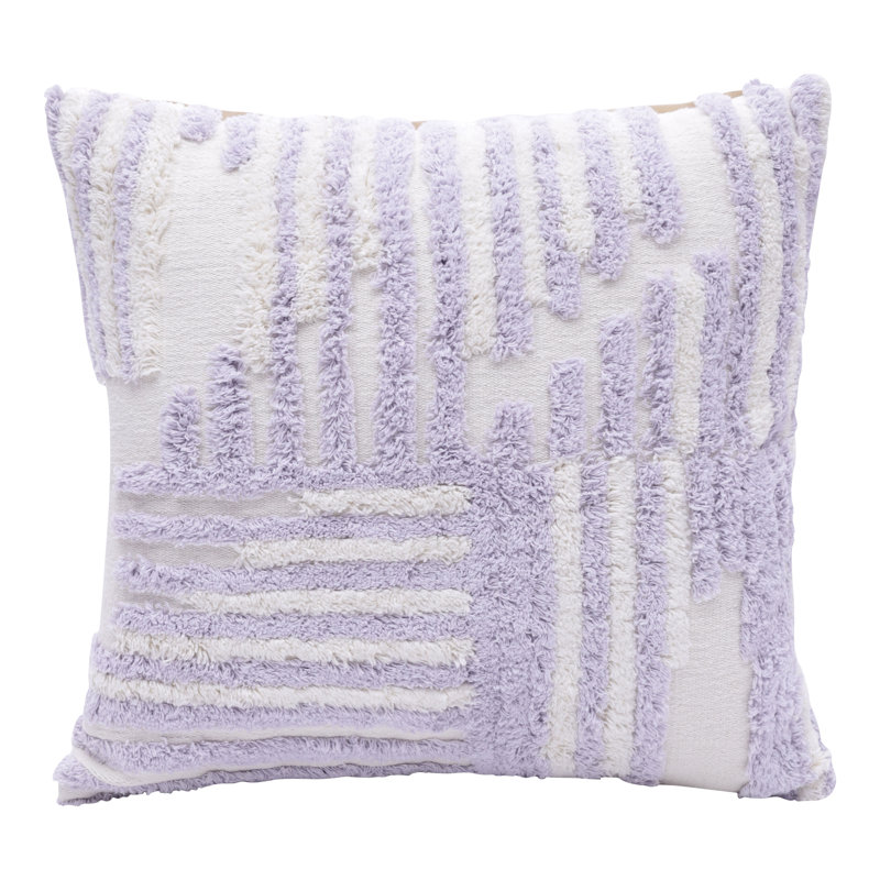 Housse de coussin décoratif en coton à rayures géométriques 22 po, Mauve, Housse de coussin seulement - sans coussin