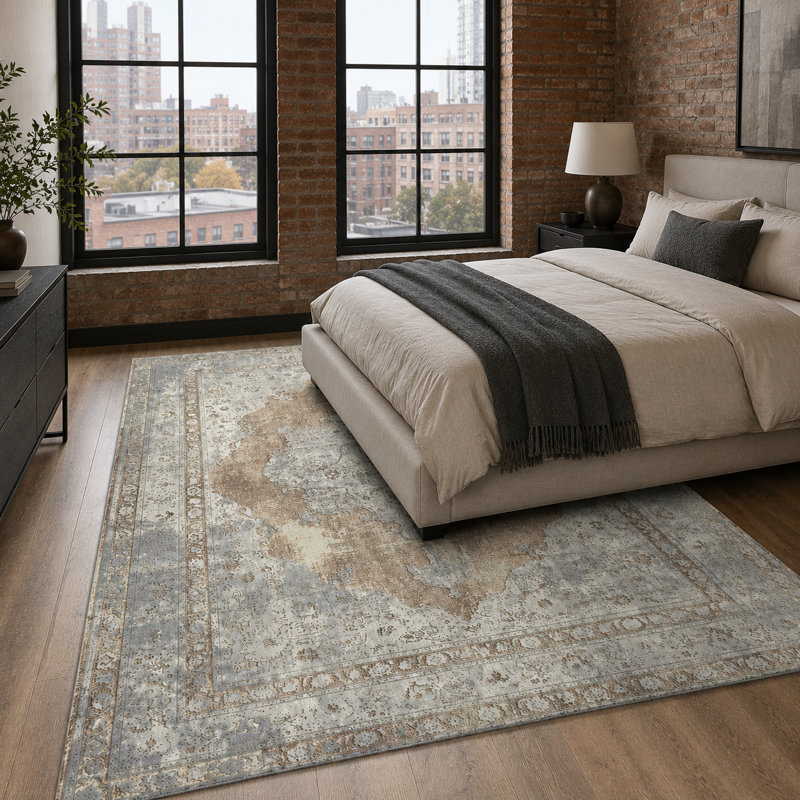 Vintage Look Cotton and Chenille Flatweave Area Rug, 100 x 200 cm