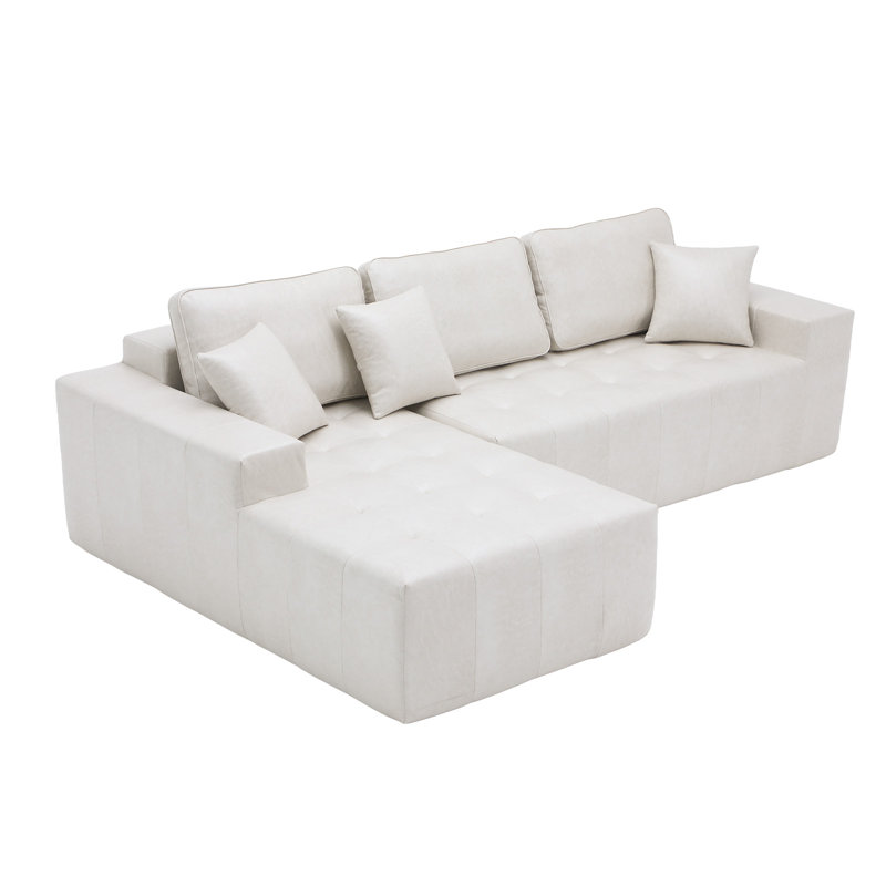 Canapé-lit modulaire convertible en L moderne avec méridienne d'angle, aucun assemblage requis, Beige