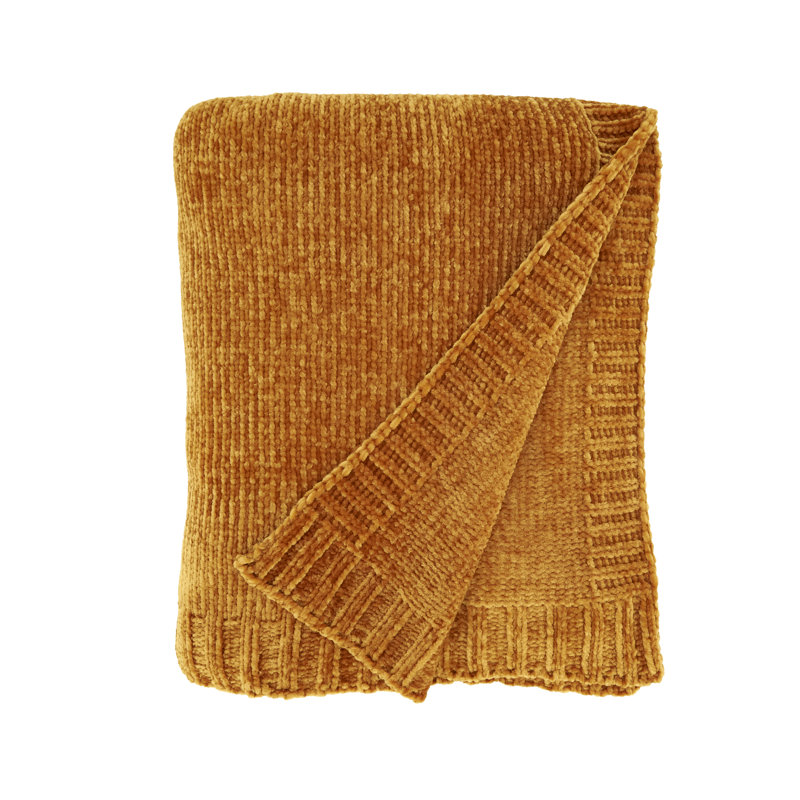 Jeté en tricot Carley Anden, Jaune