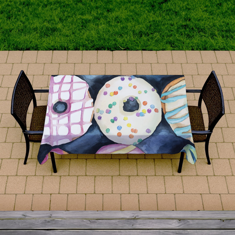 Watercolor Doughnuts Tablecloth - Blue Indoor/Outdoor Decor