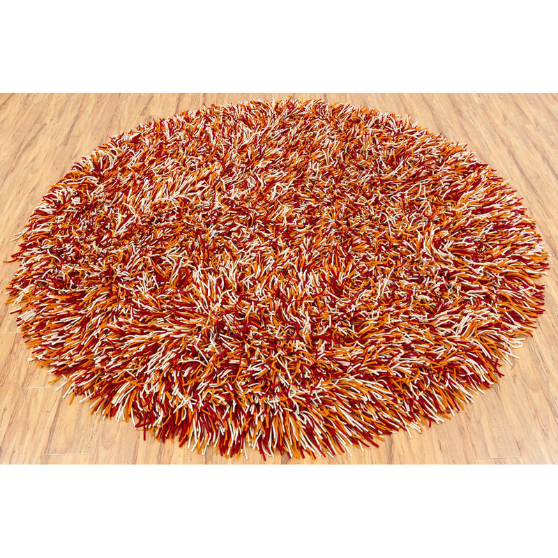Tapis rouge / orange / crème Douglasville, Rond 7 pi 9 po
