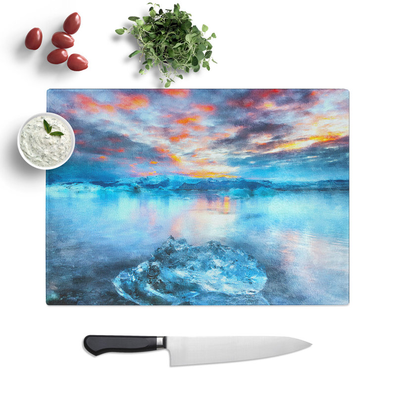 Tempered Glass Iceland View Chopping Board, 20 cm x 28.5 cm