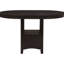 Ensemble de salle à manger avec table haute extensible ronde, en bois, sièges noirs, pied central avec tablette ouverte pour objets décoratifs, rallonge de table de 45 cm, tabourets avec dossier, décoration