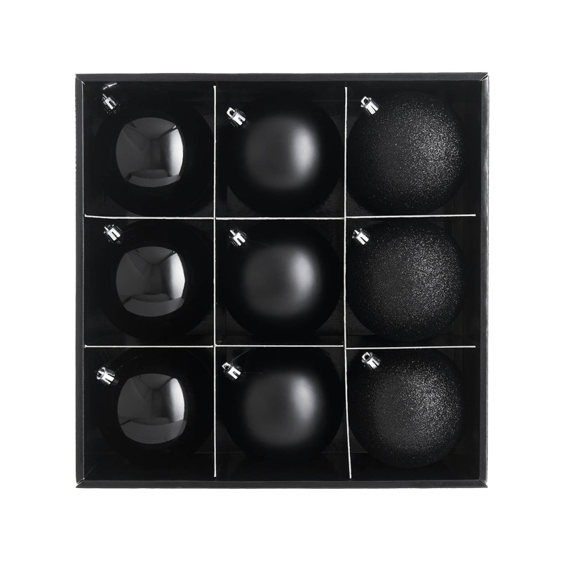 11cm Solid Colour Plastic / Acrylic Bauble, Black