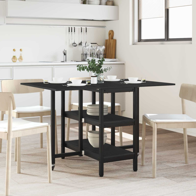 Extendable Dining Table, Black Oak