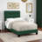 Leandro Transitional Twin Size Green Velvet Bed, 45.51'' H X 42.79'' W X 80.02'' L