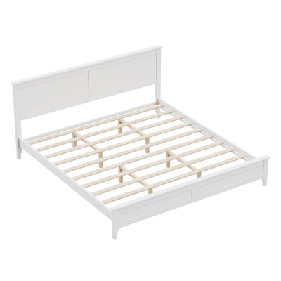 Très grand lit plateforme moderne en bois blanc