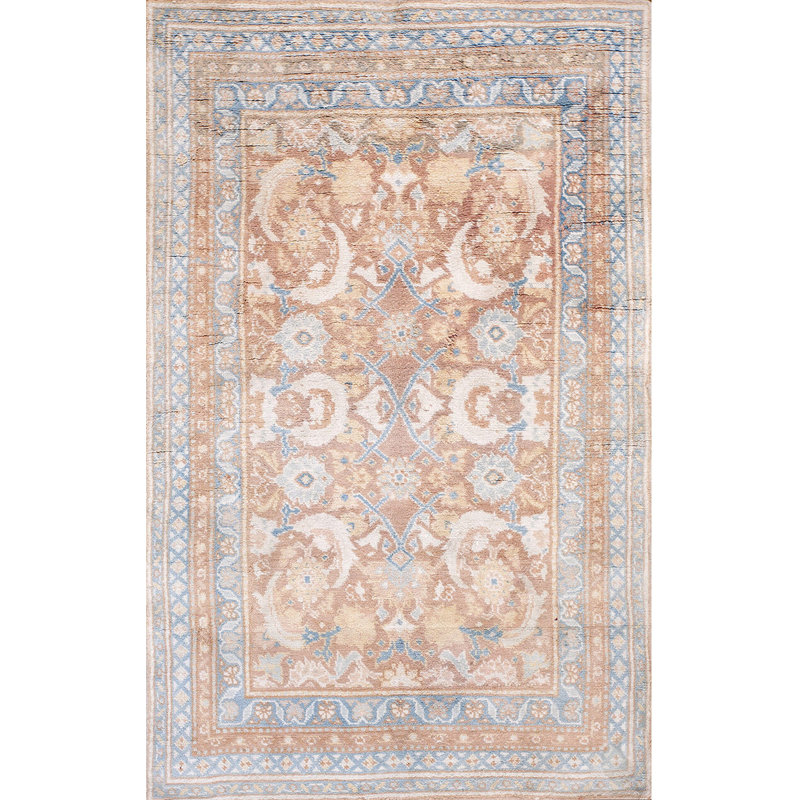 Knotted Cotton Antique Agra - 1930s Rectangle Ivory Small Scatter Size Indian Rug