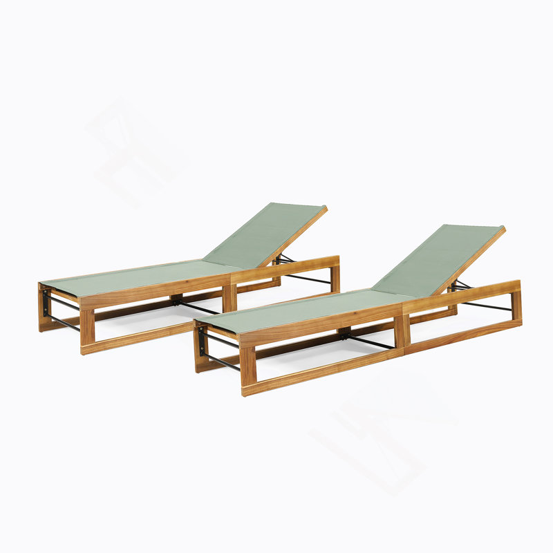 Set Of 2 Outdoor Chaise Lounge, Mint Green, 2