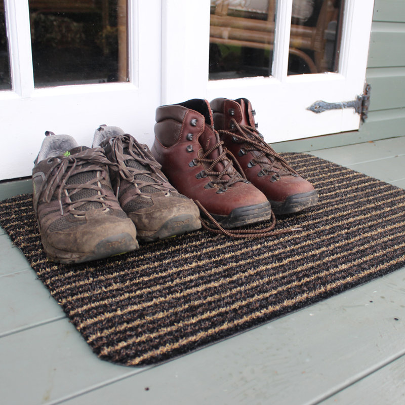Infinity Doormat Non-Slip Striped Indoor Doormat, Brown