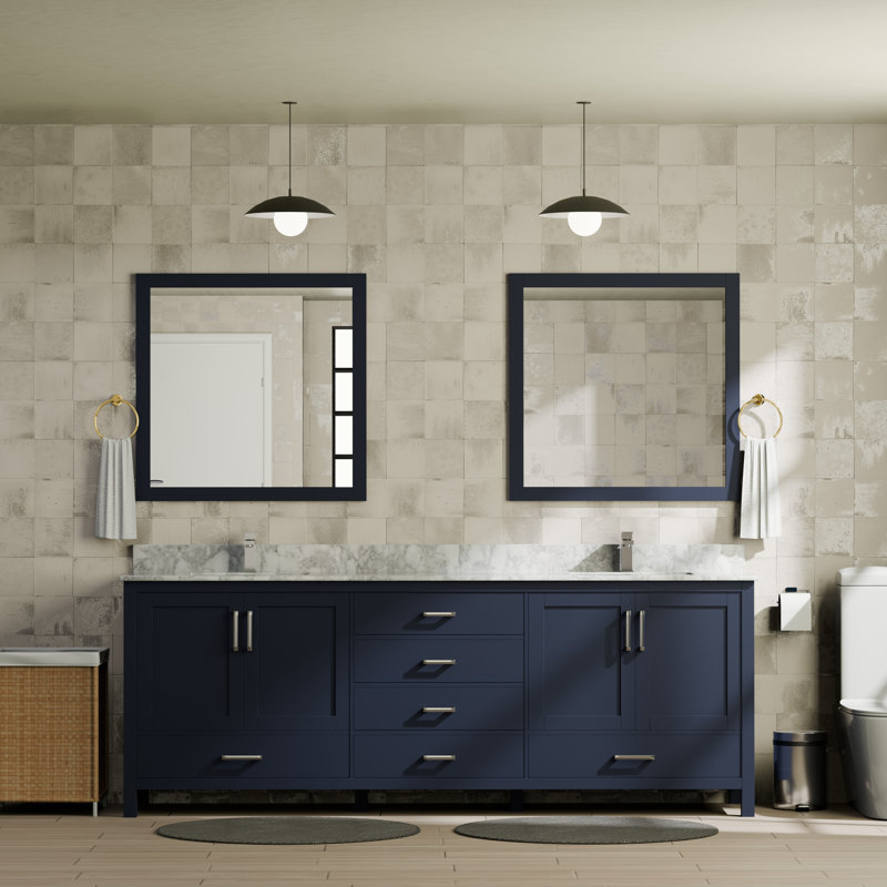 Meuble-lavabo double l 80 po x P 22 po et miroirs 30 po Jacques, Marine