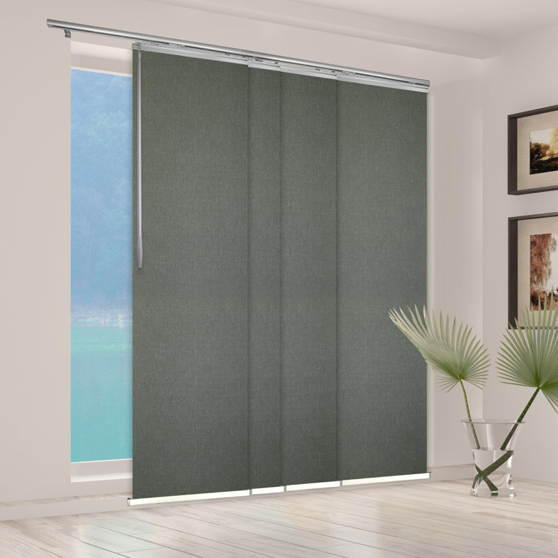 Store vertical semi-diaphane, Nickel satiné / gris foncé, L 88 po x L 94 po