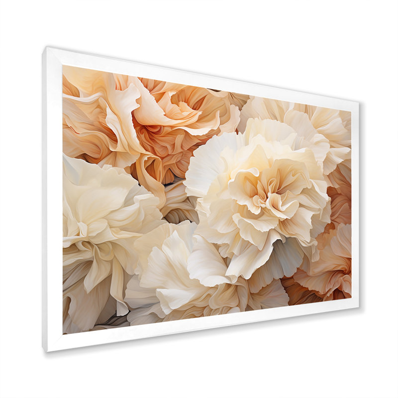 " Minimalism White Carnations I ", White Single Picture Frame, 12" H x 20" W x 1" D