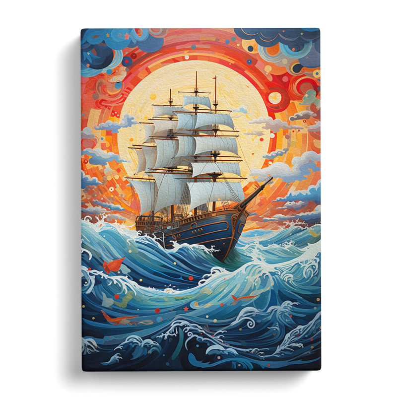 Ship On The Ocean Contemporary - No Frame Print, 60cm H x 40cm W x 3cm D