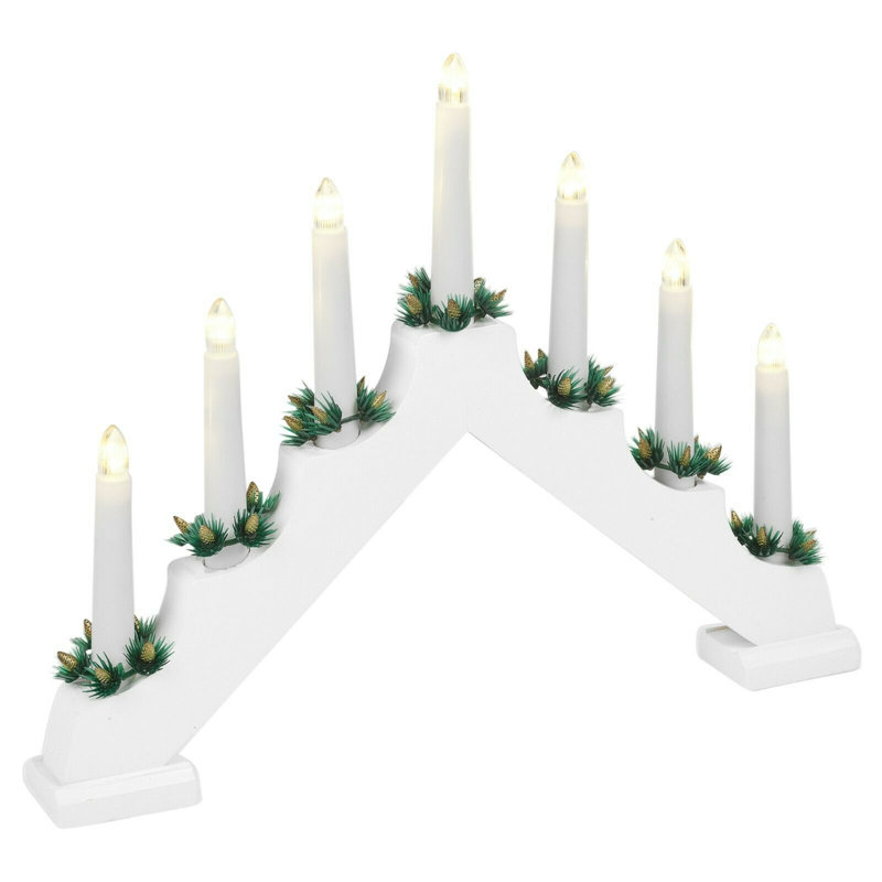 Wood Tabletop Candlestick with Candle Included, White