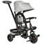 Tricycle pour bébé 4 en 1 tringle avec siège réglable à angle réversible, poignée amovible, garde-corps, ceinture, repose-pieds, embrayage de frein pour 1-5 ans, gris
