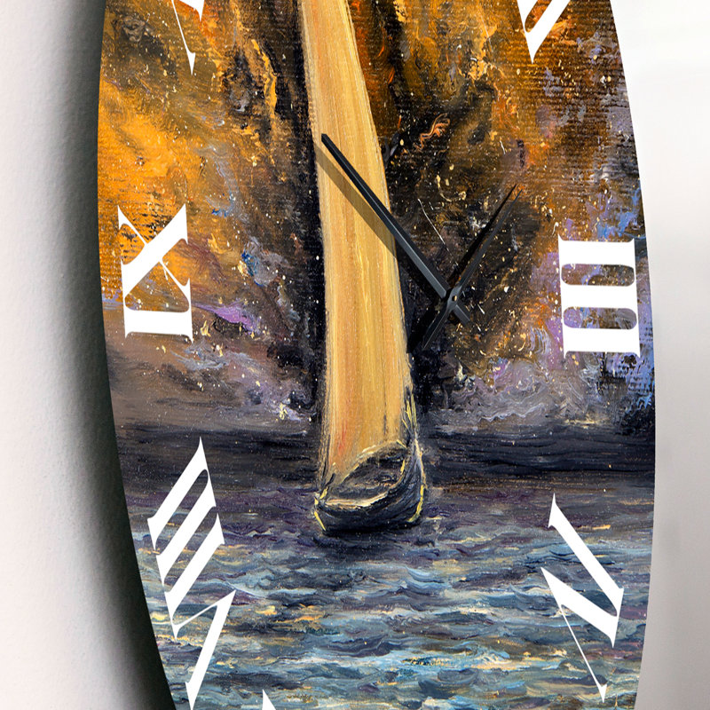 Sailship On The Ocean At Dawn - Horloge murale nautique et côtière, Petit